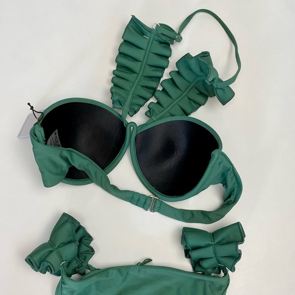 New Andrea Iyamah M L New RARE HTF Green Ruffled High Cut Mulan Bikini Swimsuit - Picture 6 of 16